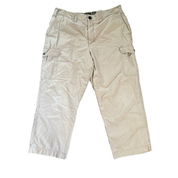 Eddie Bauer Men’s Flannel Lined Relaxed Fit Khaki Cargo Pants Outdoor Work 38x30 - Picture 2 of 6